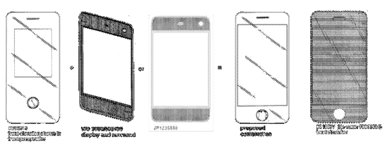 Non-final Action에서 LG D’313과 다른 디자인의 결합으로 D’677의 비자명성을 부정하는 도식